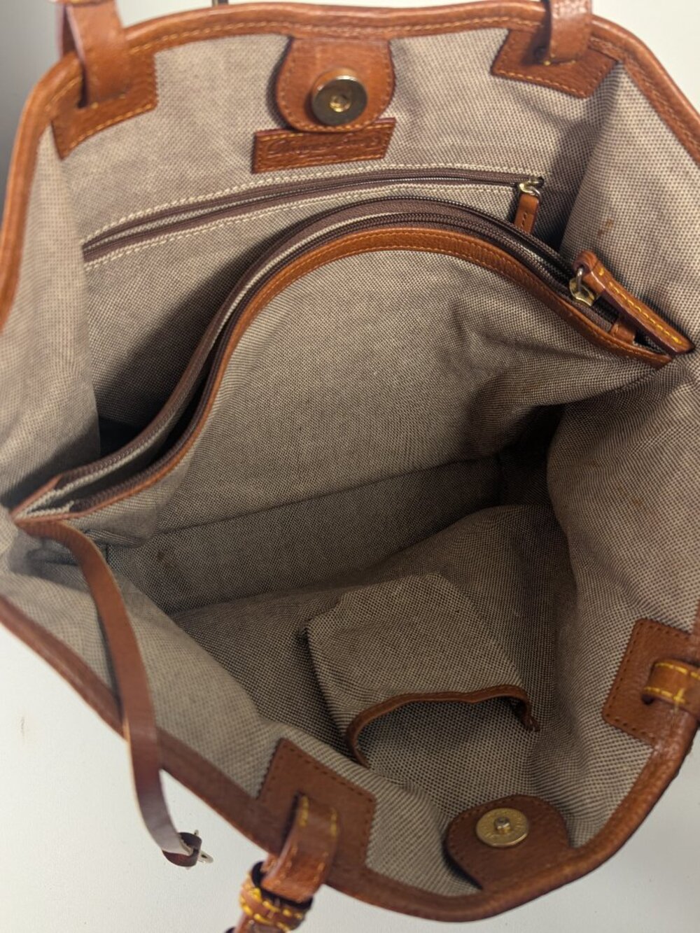 Dooney & Bourke Brown Suede Tote Bag - Picture 10 of 14